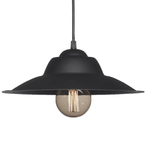 Colgante Réunion — Industrial chapa negra texturada E27 — Detalle | Lampamac