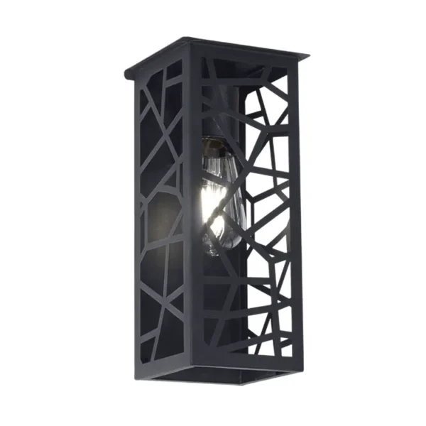 Aplique Ext. Balduina — Geométrico hierro negro 1 luz — Detalle | Lampamac