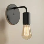 Aplique de pared IMOLA negro de metal con bombilla Edison, estilo industrial, para interior.
