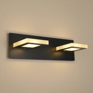 Aplique de pared LED moderno negro con dos luces cuadradas de luz cálida