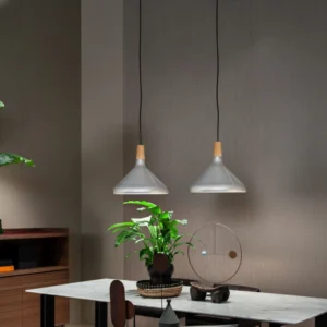 Lámpara Colgante | Plata y Madera | Interior | Ø27cm - Image 3