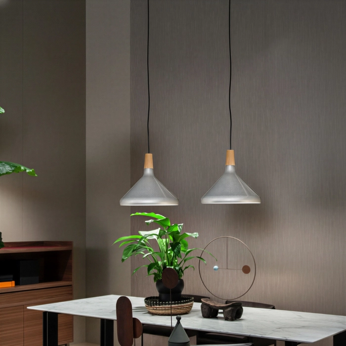 colgante madera metal cocina