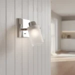 Aplique de Pared Cromo Moderno con Tulipa Satinada y Transparente