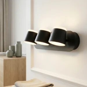 Aplique LED de Pared Moderno 18W Negro Luz Cálida para Baño y Dormitorio - Image 2