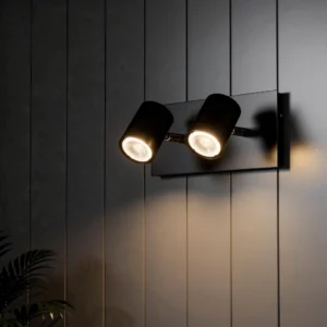 Aplique De Pared Bergen Doble Spot Moderno en Acero Negro (GU10) - Image 1