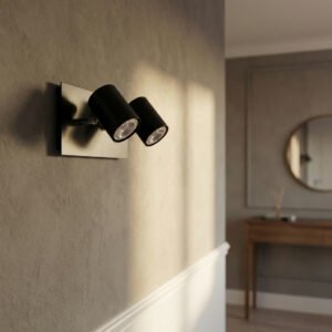 Aplique De Pared Bergen Doble Spot Moderno en Acero Negro (GU10) - Image 2