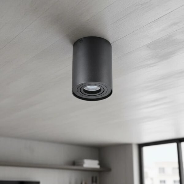 Plafón Ménilmontant — Orientable aluminio negro GU10 — Vista lateral | Lampamac
