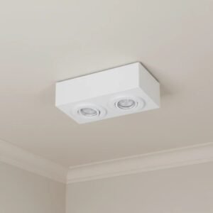 Plafón de techo VALENCIA moderno blanco con dos focos GZ-10 de acero para interior