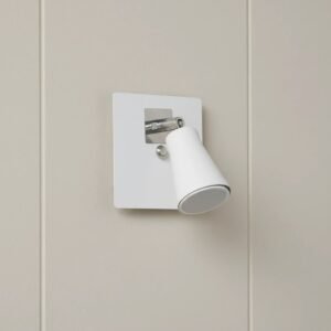 Aplique de pared Spot DUBLIN blanco moderno de acero con foco GU-10 y movimiento, ideal para interior.