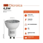 Lámpara Led Dicroica 6.5w MR16 Luz Fria | Lampamac