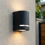 Aplique Ext. Bastille — Difusor curvo chapa negra GU10