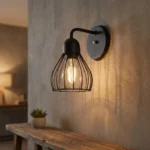 Aplique Marais — Jaula industrial metal negro E27