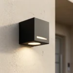 Aplique Ext. Matera — Cubo moderno chapa negra GU10