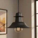 Colgante Belvedere — Sombrero industrial chapa negra E27