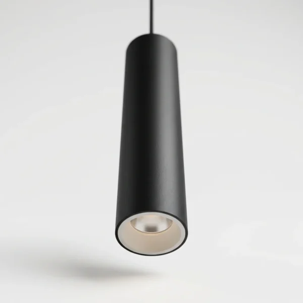 Colgante Almagro — Tubo minimalista hierro negro GU10 — Vista lateral | Lampamac