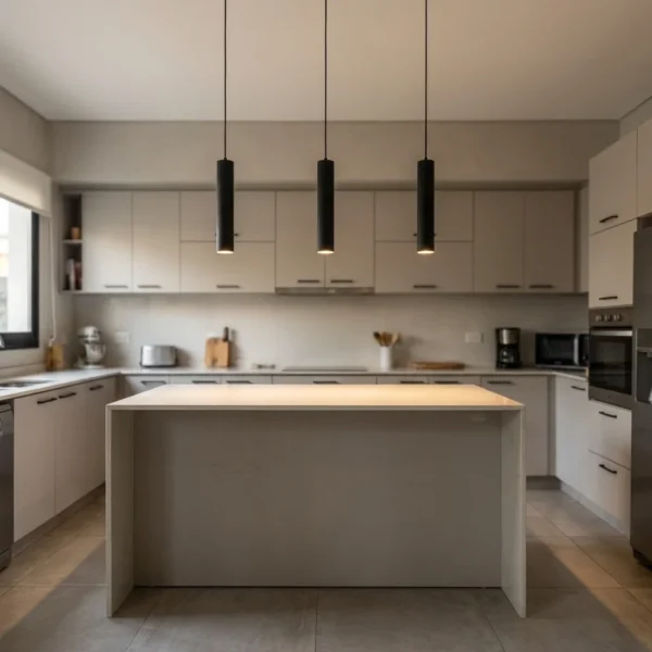 Colgante Almagro — Tubo minimalista hierro negro GU10 — Ambiente | Lampamac