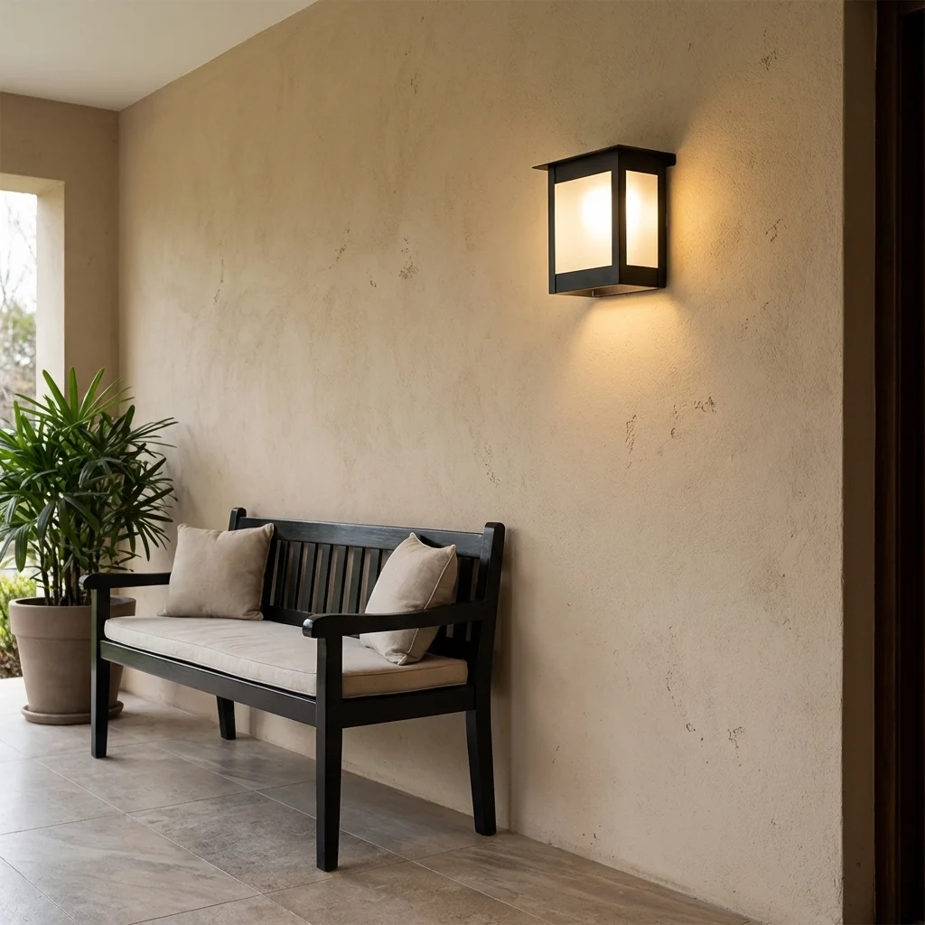 Aplique Ext. Albenga — Vintage hierro vidrio arenado — Detalle | Lampamac