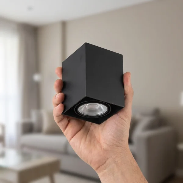 Spot Chiado — Orientable aluminio negro GU10 — Dimensiones | Lampamac