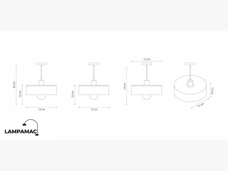 Diagrama técnico Colgante Terrazzo — Minimalista chapa E27 — medidas y materiales