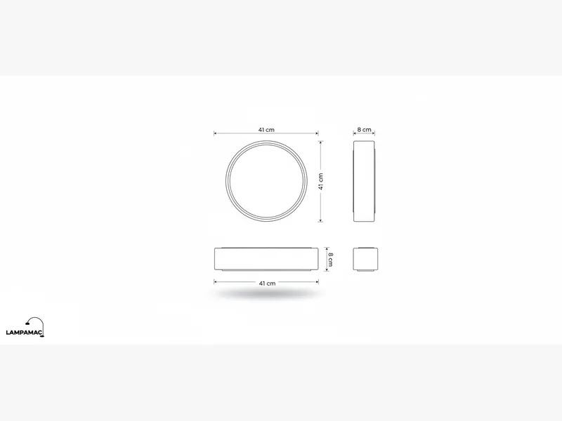Diagrama técnico Plafon Maréchaux — Acrílico moderno de luz armoniosa (LED) — medidas y materiales