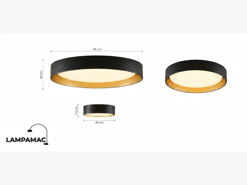 Diagrama técnico Plafon Marvaux — Acrílico moderno de luz tibia (LED) — medidas y materiales