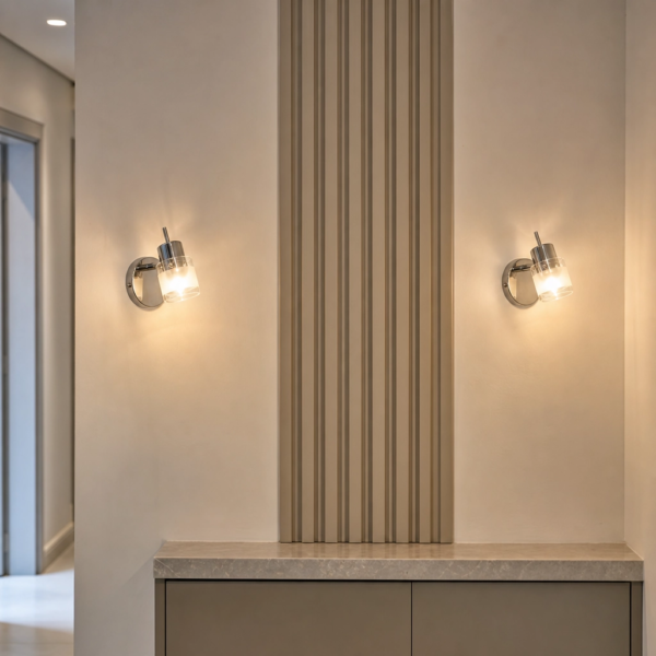 Aplique Interior Lamparas de Pared - Aplique Helvécia — Vidrio y Cromo, satinado moderno (LED) ambiente alternativo | Lampamac