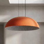 Colgante Córsica — Fieltro y Metal naranja gris, moderno texturado (LED)