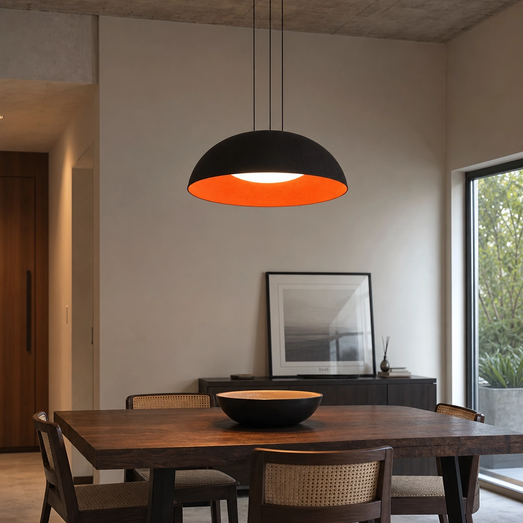 Colgante Lamparas de Techo - Colgante Löstraine — Fieltro y Metal negro naranja, moderno texturado (LED) ambiente decorado | Lampamac