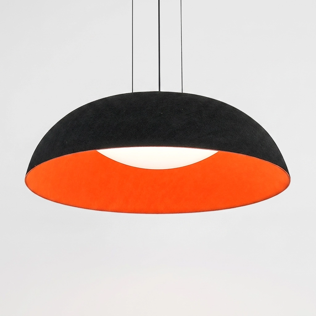 Colgante Lamparas de Techo - Colgante Löstraine — Fieltro y Metal negro naranja, moderno texturado (LED) foto de producto | Lampamac