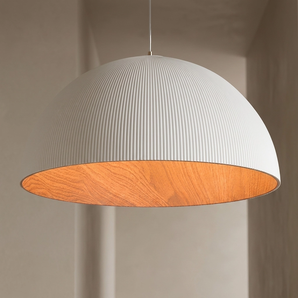 Colgante Lamparas de Techo - Colgante Haldéna — Metal, moderno símil madera (LED) foto de producto | Lampamac