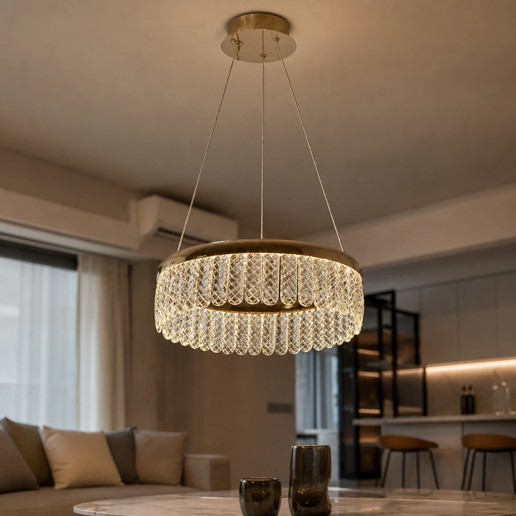 Colgante Lamparas de Techo - Colgante Noréla — Metal Dorado, aro moderno (LED) ambiente decorado | Lampamac