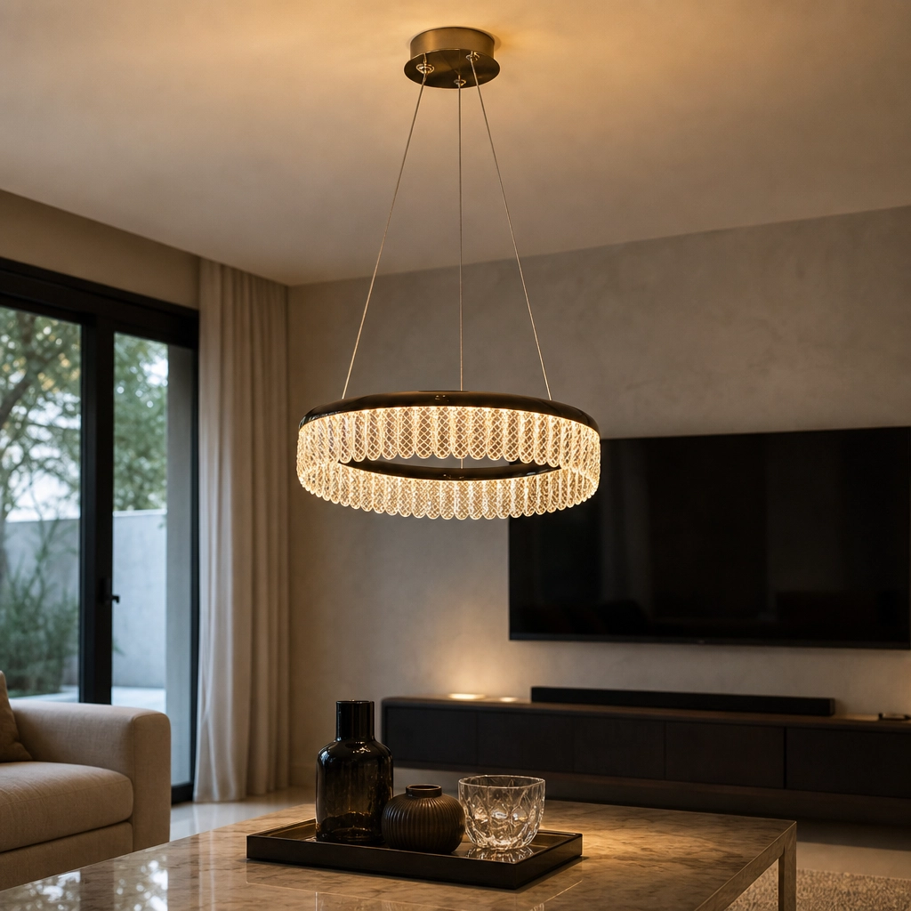 Colgante Lamparas de Techo - Colgante Garvéla — Metal Dorado, aro moderno (LED) ambiente decorado | Lampamac
