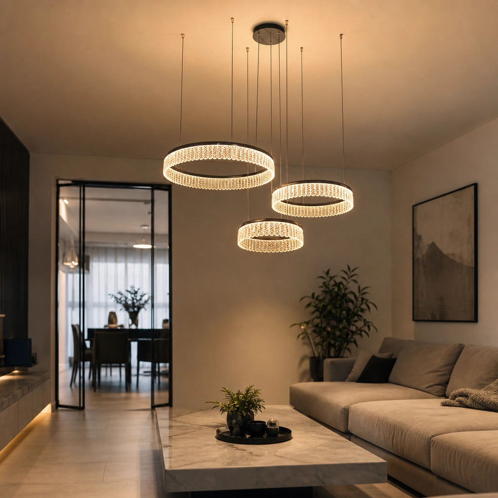 Colgante Lamparas de Techo - Colgante Falventéra — Metal Dorado, aro moderno (LED) ambiente decorado | Lampamac