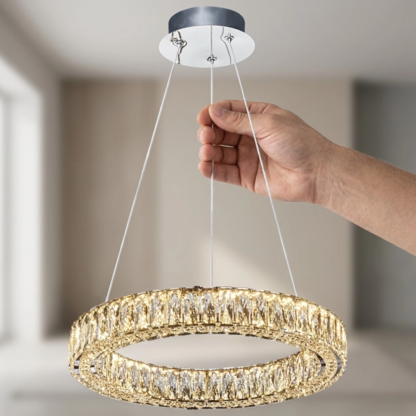 Colgante Lamparas de Techo - Colgante Palvéra — Metal Cromo, moderno (LED) dimensiones | Lampamac