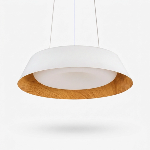 Colgante Lamparas de Techo - Colgante Gelvéra — Metal Negro, moderno símil madera (LED) detalle | Lampamac