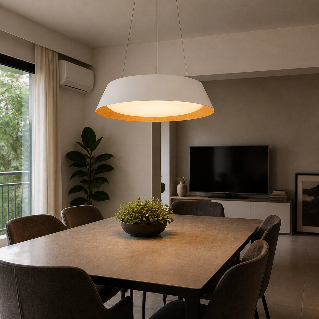 Colgante Lamparas de Techo - Colgante Ilventéra — Metal Negro, moderno símil madera (LED) ambiente decorado | Lampamac
