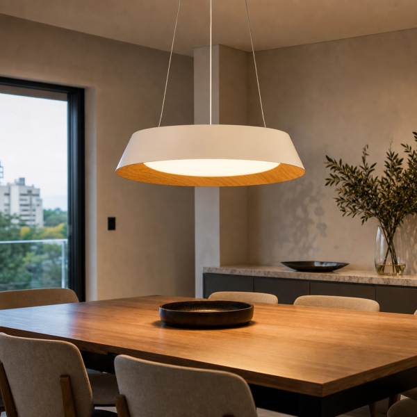Colgante Lamparas de Techo - Colgante Ilventéra — Metal Negro, moderno símil madera (LED) ambiente alternativo | Lampamac