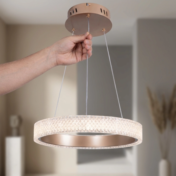 Colgante Lamparas de Techo - Colgante Corventéra — Metal Dorado, moderno lineal (LED) dimensiones | Lampamac