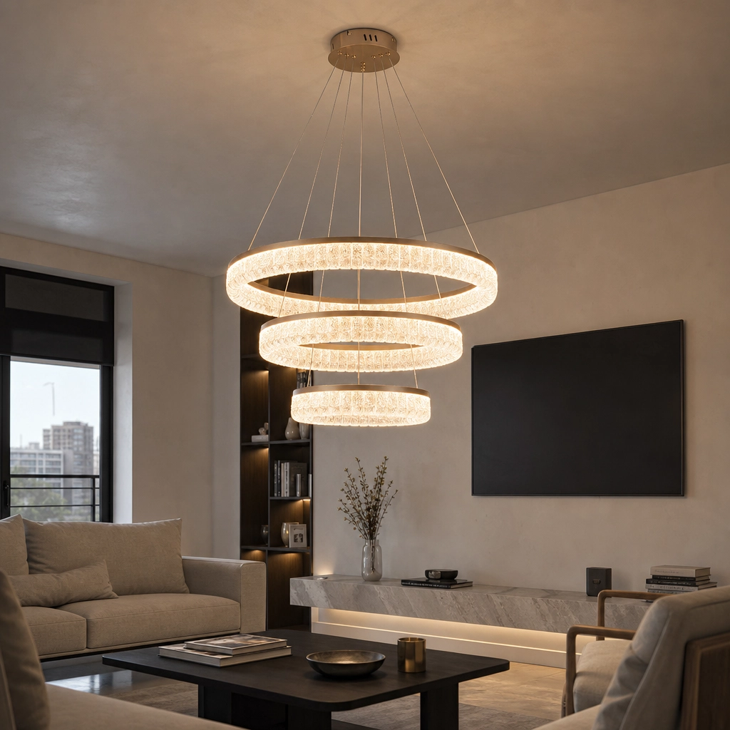 Colgante Lamparas de Techo - Colgante Palcanéra — Metal Dorado, aro circular (LED) ambiente decorado | Lampamac