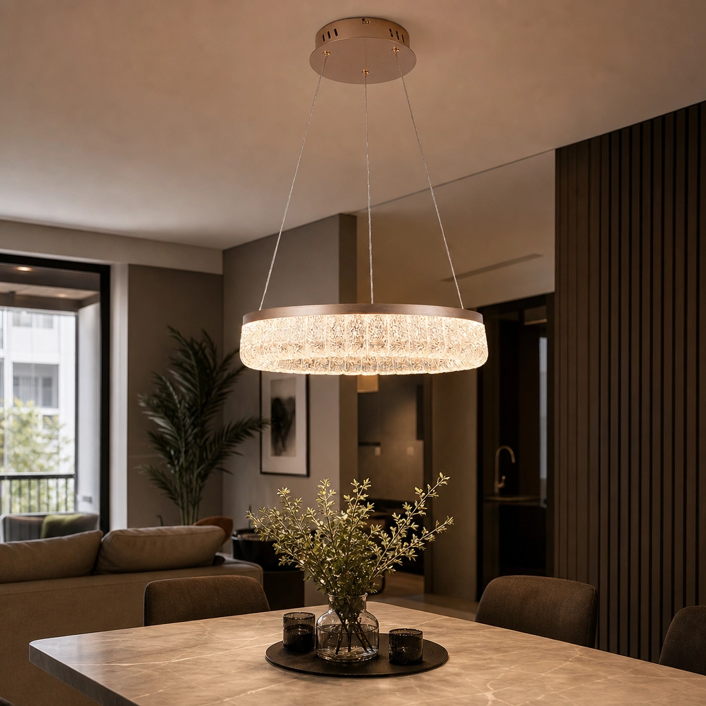 Colgante Lamparas de Techo - Colgante Qörstaine — Metal Dorado, aro circular (LED) ambiente decorado | Lampamac