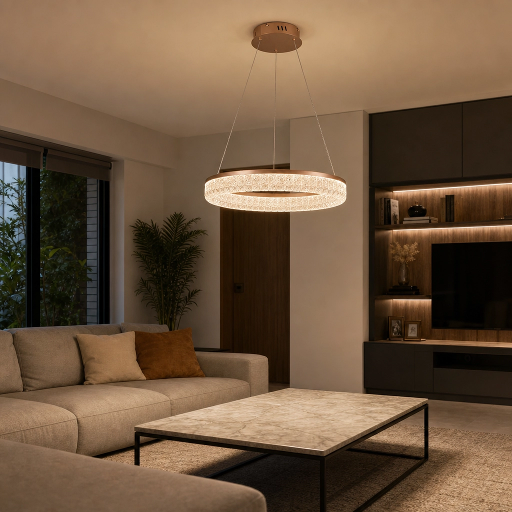 Colgante Lamparas de Techo - Colgante Kastéla — Metal Dorado, aro circular (LED) ambiente decorado | Lampamac