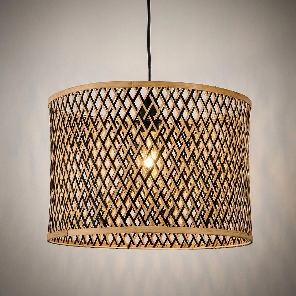 Colgante Lamparas de Techo - Colgante Lalcanéra — Bambú y Rattan, natural (LED) foto de producto | Lampamac