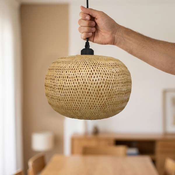 Colgante Lamparas de Techo - Colgante Solarina — Bambú y Yute, natural (LED) dimensiones | Lampamac
