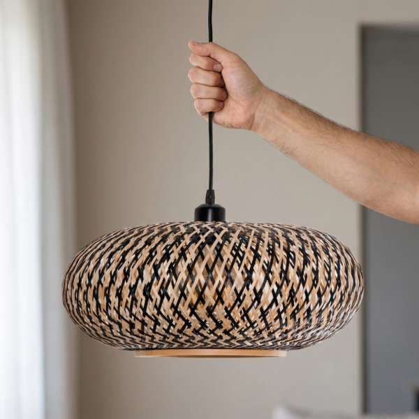 Colgante Lamparas de Techo - Colgante Resplandor — Bambú Natural, orgánico (LED) dimensiones | Lampamac