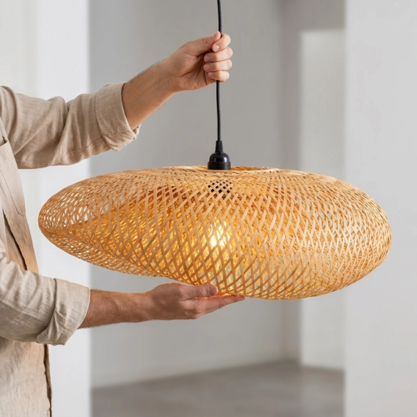 Colgante Lamparas de Techo - Colgante Nóveline — Bambú Natural, orgánico (LED) dimensiones | Lampamac