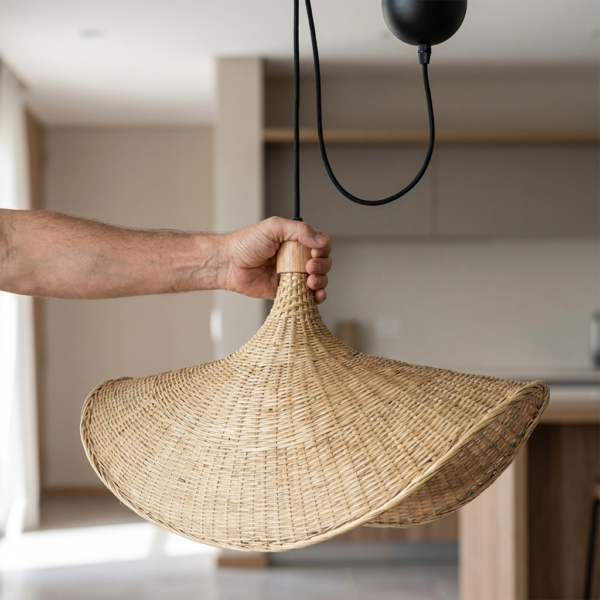 Colgante Lamparas de Techo - Colgante Halvénia — Bambú Natural, orgánico (LED) dimensiones | Lampamac