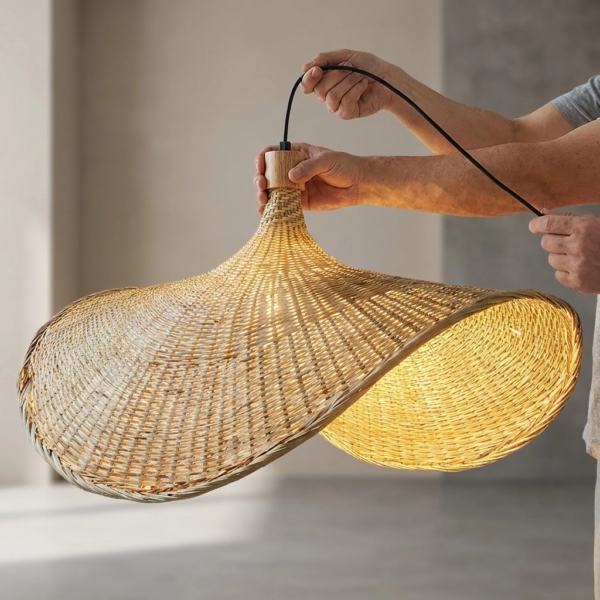 Colgante Lamparas de Techo - Colgante Valentina — Bambú Natural, orgánico (LED) dimensiones | Lampamac