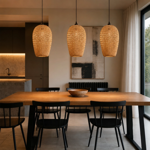 Colgante Lamparas de Techo - Colgante Uërmaine — Bambú Natural, bohemio (LED) ambiente alternativo | Lampamac