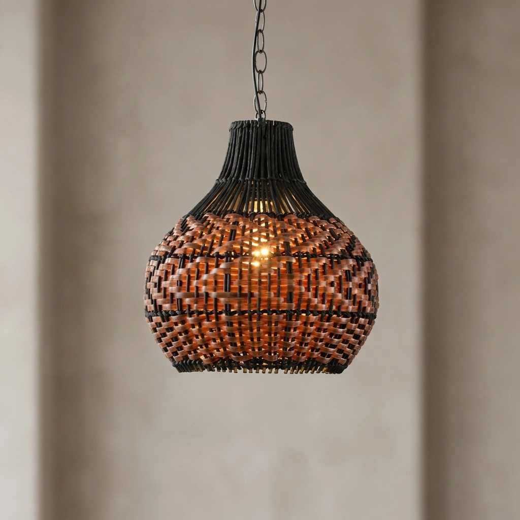 Colgante Lamparas de Techo - Colgante Iërmonne — Rattan Natural, bohemio (LED) foto de producto | Lampamac