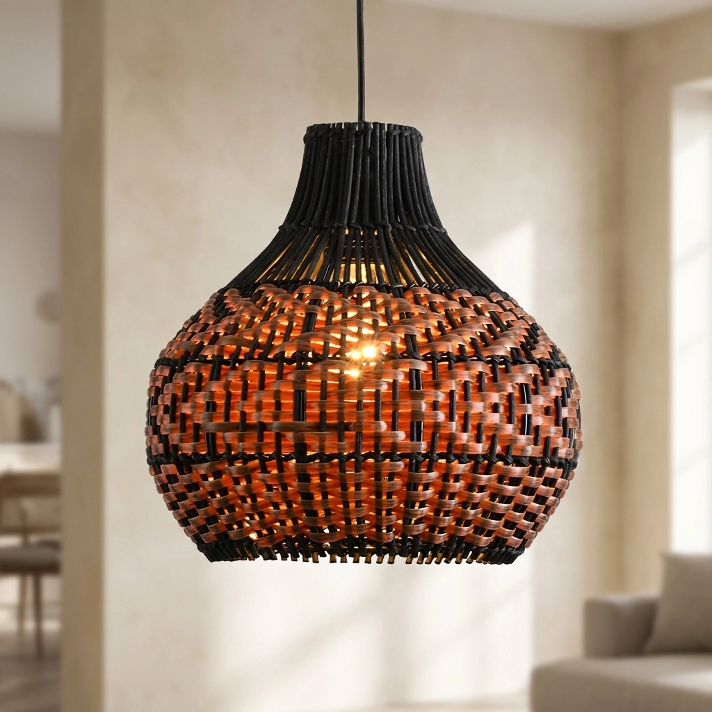 Colgante Lamparas de Techo - Colgante Hervéla — Rattan Natural, bohemio (LED) foto de producto | Lampamac